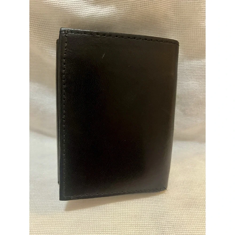 London Stitch Men's Trifold Black ‎ Genuine Leather Billfold